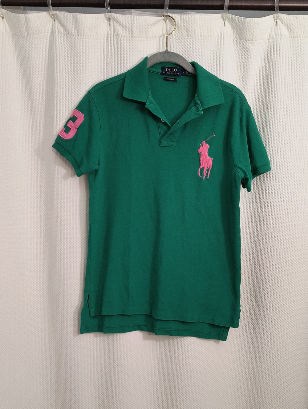 Polo Ralph Lauren Green Polo with Pink Pony & Sleeve 3 Men's